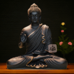 2 Feet Sitting Buddha Idol Statue for Home & Garden | Matte Black with Glossy Texture
