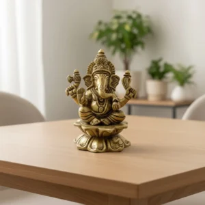 Shri Ganesha Idol – 100% Brass, Spiritual Decor for Home, Office & Gifting