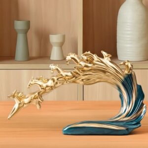 Gold Pegasus 7 Running Horse Decor Statue