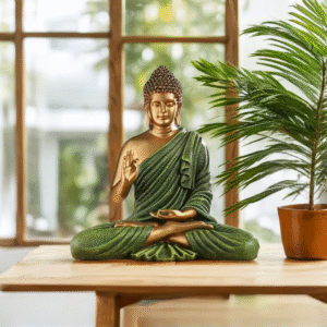 15 Inch Green Gautam Buddha Statue|Meditating Buddha Idol Decoration Showpiece Big Size for Home